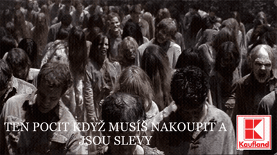 An Advertisement For Kaufland Shows A Crowd Of People GIF