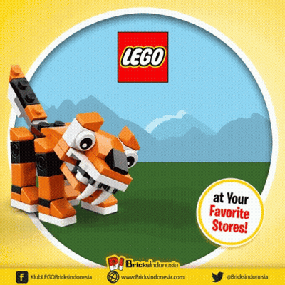 An Advertisement For Lego At Your Favorite Stores With A Tiger GIF
