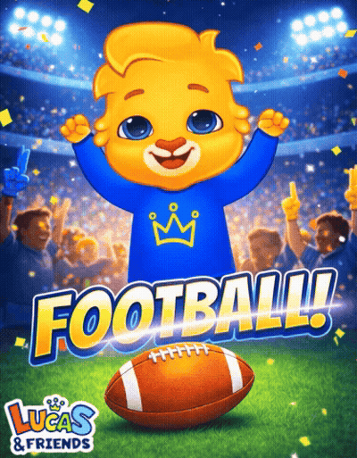 An Advertisement For Lucas And Friends Shows A Lion With A Crown On His Shirt GIF