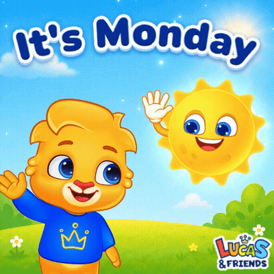 An Advertisement For Lucas And Friends Shows A Sun And A Boy GIF