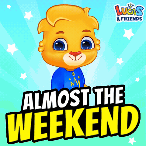 An Advertisement For Lucas And Friends Shows A Teddy Bear In A Blue Shirt GIF