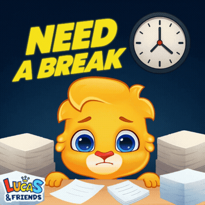 An Advertisement For Lucas & Friends Shows A Lion Sitting At A Desk With Papers GIF