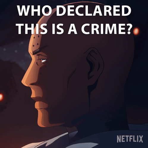 An Advertisement For Netflix Shows A Bald Man With The Words Who Declared This Is A Crime GIF
