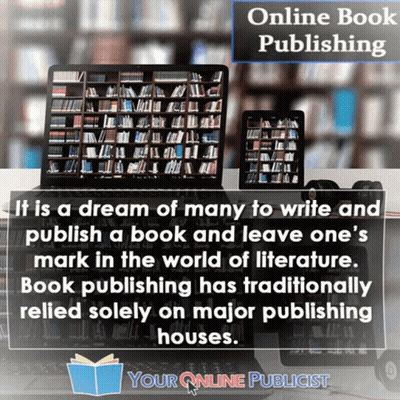 An Advertisement For Online Book Publishing Shows A Laptop Computer And Tablet GIF