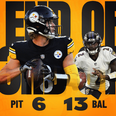 An Advertisement For Pittsburgh Steelers Shows A Player Holding A Football GIF
