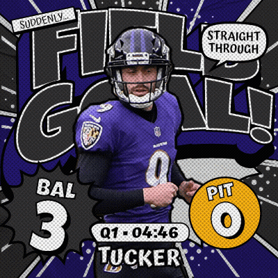 An Advertisement For Ravens Football Player Tucker Says That He Scored A Full Goal GIF