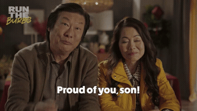 An Advertisement For Run The Burbs Shows A Man And Woman Smiling GIF
