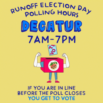 An Advertisement For Runoff Election Day Polling Hours GIF