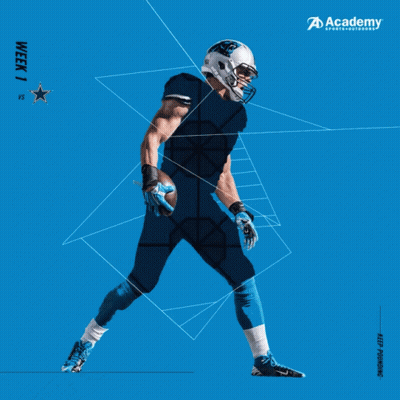 An Advertisement For The Academy Shows A Football Player GIF