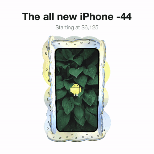 An Advertisement For The All New Iphone -44 Starting At $ 6,125 GIF