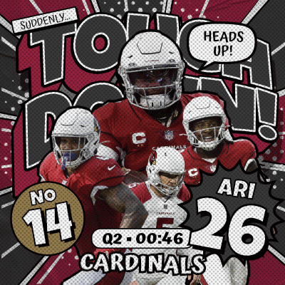 An Advertisement For The Cardinals Football Team Shows Ari And No 14 GIF