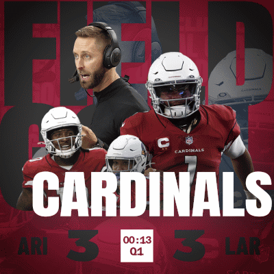 An Advertisement For The Cardinals Football Team With A Man Wearing Headphones GIF