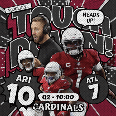 An Advertisement For The Cardinals Football Team With Ari And Atl 7 GIF