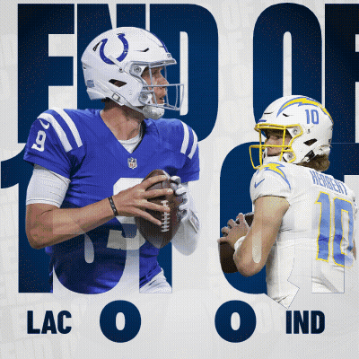An Advertisement For The Colts And The Chargers Shows Two Football Players GIF