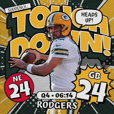 An Advertisement For The Green Bay Packers Shows A Man Holding A Football GIF