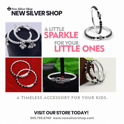 An Advertisement For The New Silver Shop Shows A Variety Of Bracelets And Rings GIF