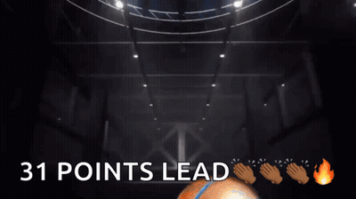 An Advertisement For The New York Knicks Shows A Basketball And The Words 31 Points Lead GIF