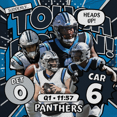 An Advertisement For The Panthers Football Team Shows A Quarterback Named Car 6 GIF