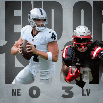 An Advertisement For The Raiders And Patriots Football Players GIF