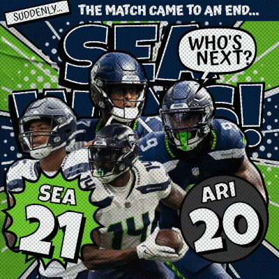 An Advertisement For The Seahawks Says The Match Came To An End Who 'S Next Ari 20 GIF