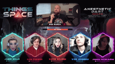 An Advertisement For Things Space Anesthesia Dart Shows A Group Of People GIF