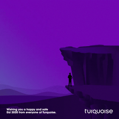 An Advertisement For Turquoise Wishing Everyone A Happy And Safe Eid 2020 GIF
