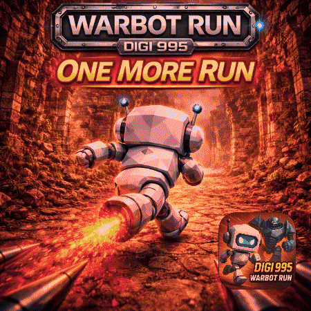 An Advertisement For Warbot Run Shows A Robot Running Through A Tunnel GIF