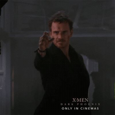 An Advertisement For X-Men Dark Phoenix Shows A Man Pointing GIF