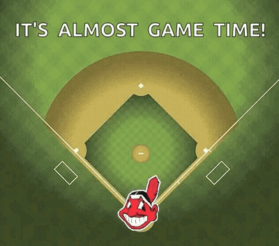 An Aerial View Of A Baseball Field With The Cleveland Indians Logo On The Outfield Wall . GIF
