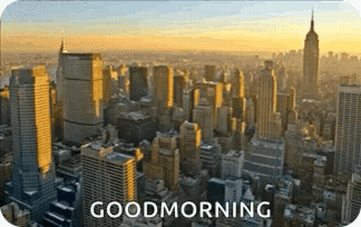 An Aerial View Of A City With The Words " Good Morning " Written Below It GIF