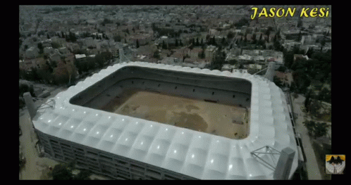 An Aerial View Of A Stadium With The Name Jason Kesi Written On The Bottom GIF