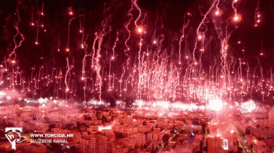 An Aerial View Of Fireworks With The Website Www.torcida.hr Visible GIF