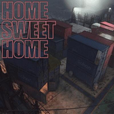 An Aerial View Of Shipping Containers With The Words Home Sweet Home Written Above Them GIF