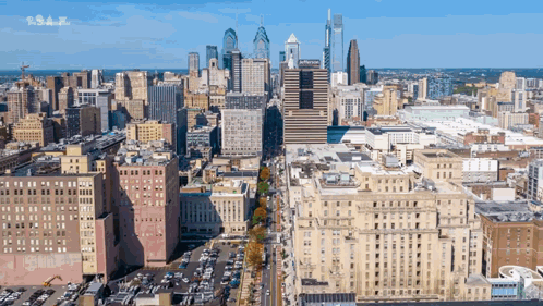 An Aerial View Of The City Of Pennsylvania With The Letters T.s.a.f. On The Bottom Left GIF