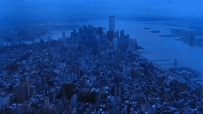 An Aerial View Of The Twin Towers In New York City GIF