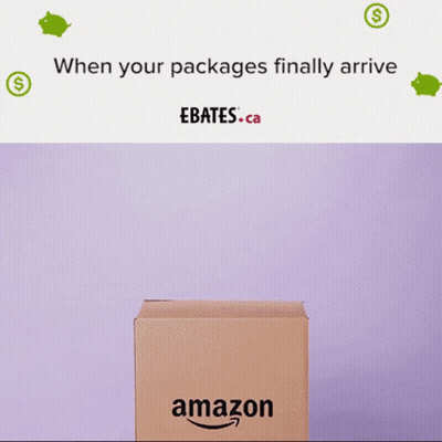 An Amazon Box Is Sitting On A Purple Background GIF