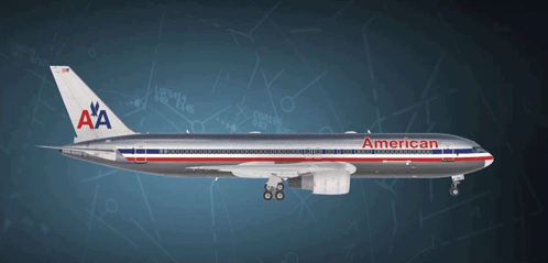 An American Airlines Plane Is Shown On A Map GIF