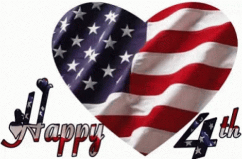 An American Flag In The Shape Of A Heart With The Words Happy 4Th On It GIF