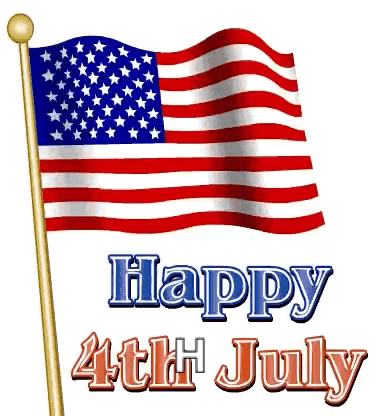 An American Flag On A Pole With The Words Happy 4Th Of July GIF