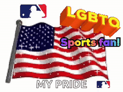 An American Flag With The Words Lgbtq Sports Fan On Top GIF