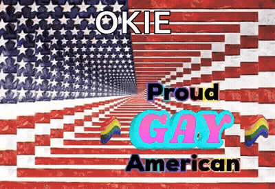 An American Flag With The Words `` Proud Gay American '' Written On It . GIF