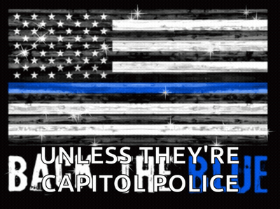 An American Flag With The Words Unless They 'Re Back Capitol Police On It GIF