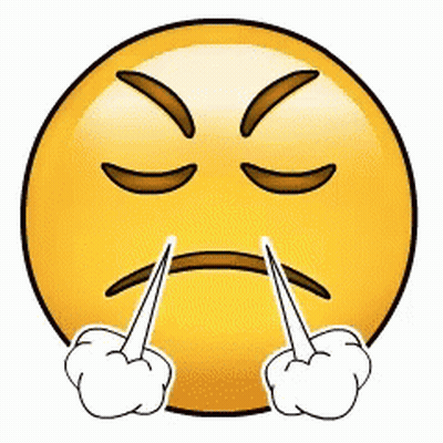 An Angry Smiley Face With A Pair Of Fingers Sticking Out Of It 'S Mouth GIF