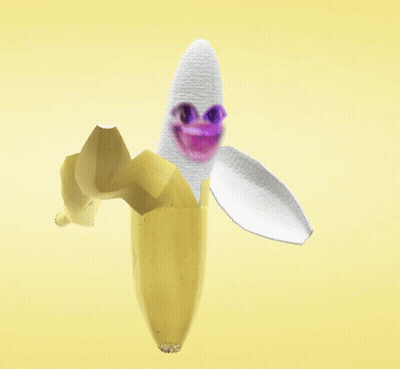 An Animated Banana With A Smiley Face On It GIF
