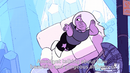 An Animated Cartoon Of Amethyst Talking About How Beautiful And Gorgeous She Is GIF