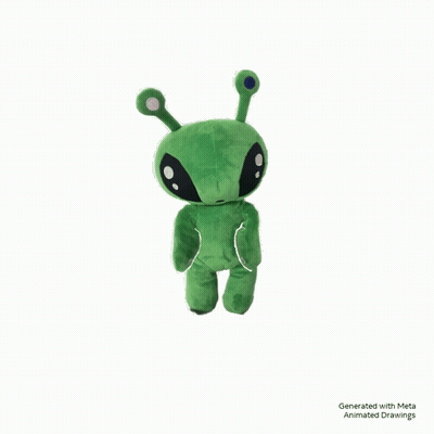 An Animated Drawing Of A Green Alien With A White Background GIF