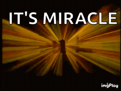 An Animated Image With The Words It 'S Miracle On It GIF