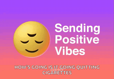 An Animated Smiley Face With The Words Sending Positive Vibes Below It GIF