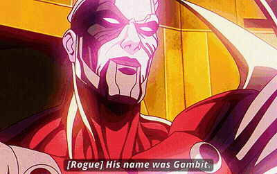 An Animated Superhero Says Rogue His Name Was Gambit GIF