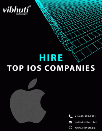 An Apple Logo Is On A Black Background With The Words Hire Top Ios Companies Below It GIF